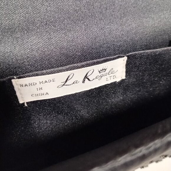 Vintage La Regale Handmade Black Beaded Small Evening Bag Handbag - Picture 6 of 12